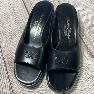 Salvatore Ferragamo Black Slide Sandals